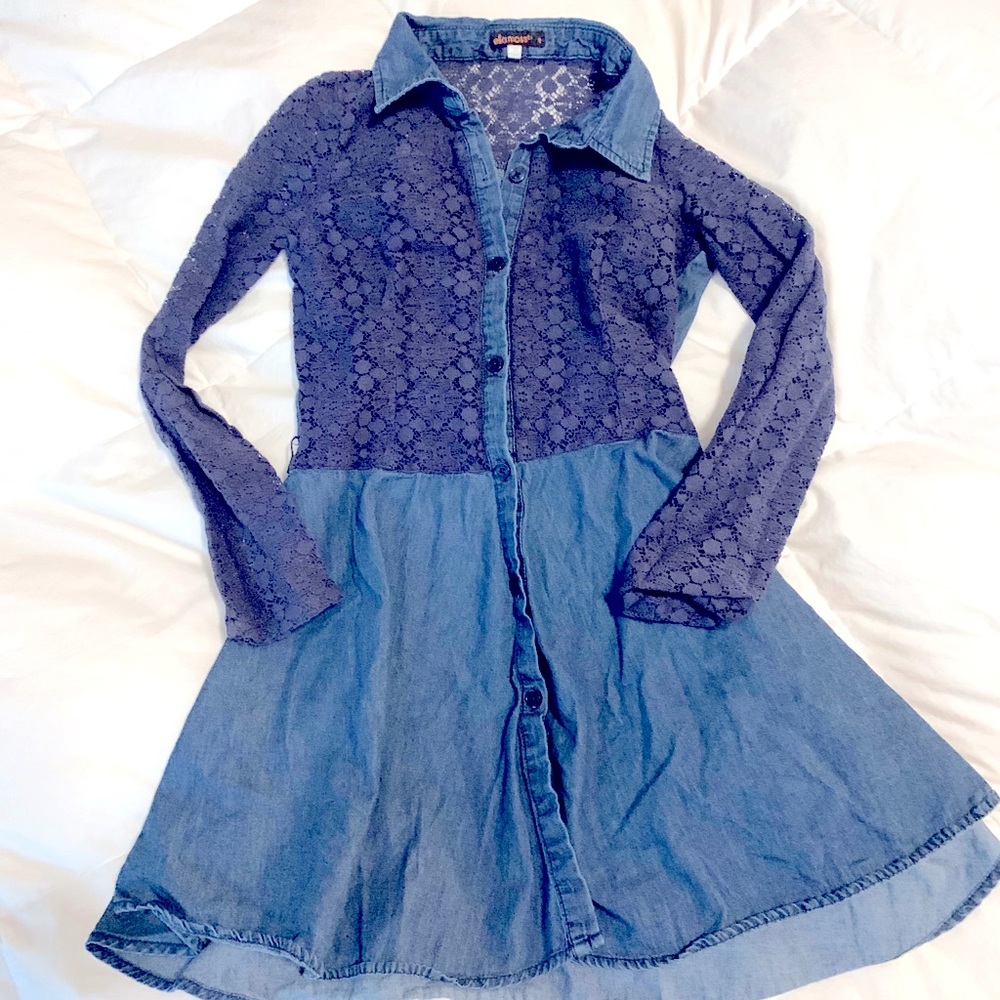 2/$15 Girls denim and lace dress